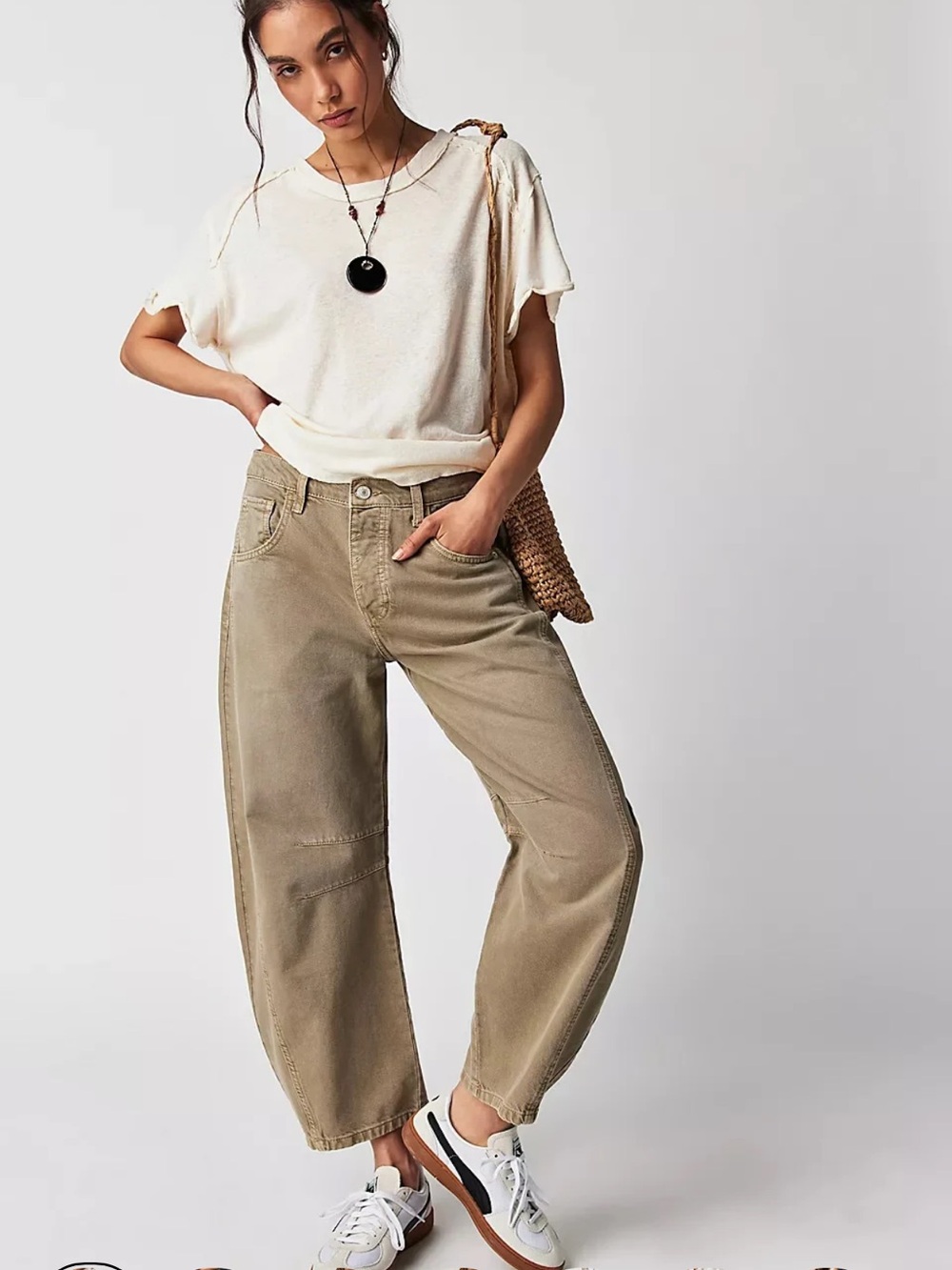 Rewash sandstone barrel jeans